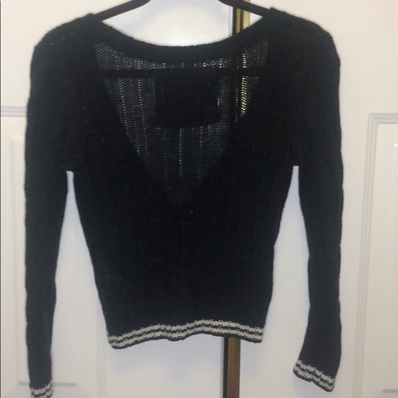 Abercrombie Navy V neck cardigan with white stripe - Picture 2 of 5